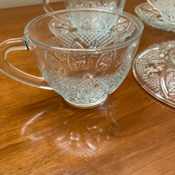 Tea Cup Set 6 Piece Cup and Saucer Glass Microwave Safe Coffee - Picture 6 of 7